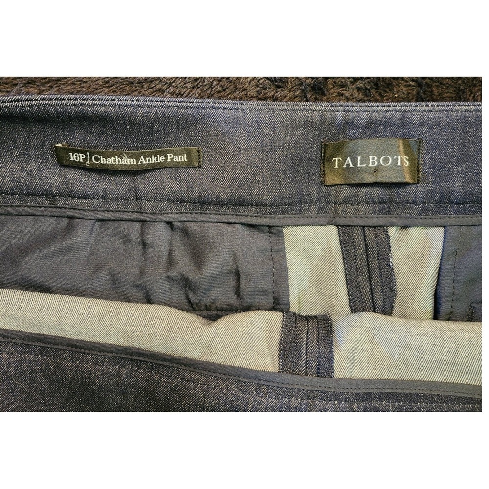 Talbots Chatham Ankle Pant 16P Womens Metallic Blue Denim Side Zip Trousers - Picture 8 of 13